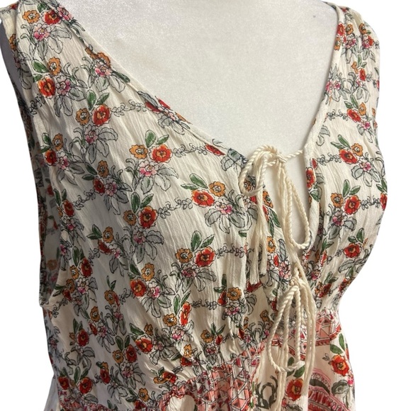 Anthropologie Patrons Of Peace Boho Floral Flowy Gauzy Top Size L Hippie Summer - Picture 3 of 10